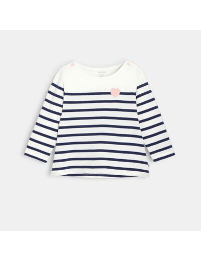 T-shirt marinière rayé coton bio bleu bébé fille